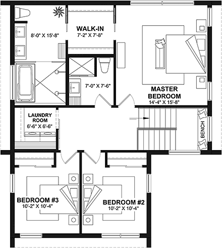 Cabin, Contemporary, Cottage House Plan 81829 with 4 Beds, 4 Baths Second Level Plan