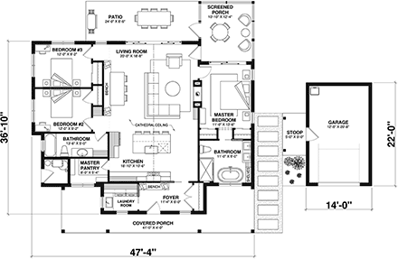 Country, Farmhouse, Traditional House Plan 81832 with 3 Beds, 2 Baths, 1 Car Garage First Level Plan