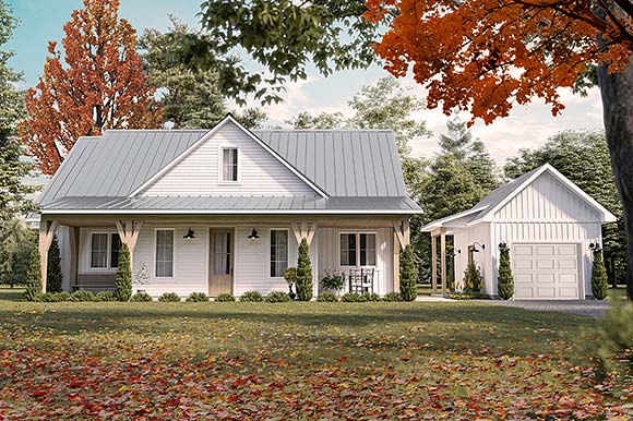 Country, Farmhouse, Traditional House Plan 81832 with 3 Beds, 2 Baths, 1 Car Garage Elevation