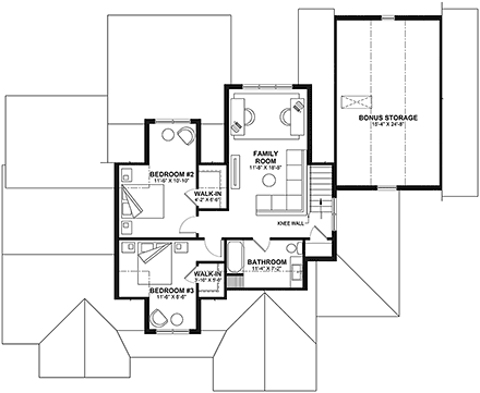 Country, Farmhouse, French Country, Traditional House Plan 81834 with 3 Beds, 3 Baths, 2 Car Garage Second Level Plan