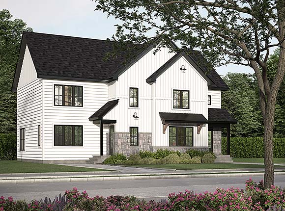 Country, Farmhouse Multi-Family Plan 81836 with 3 Beds, 2 Baths Elevation