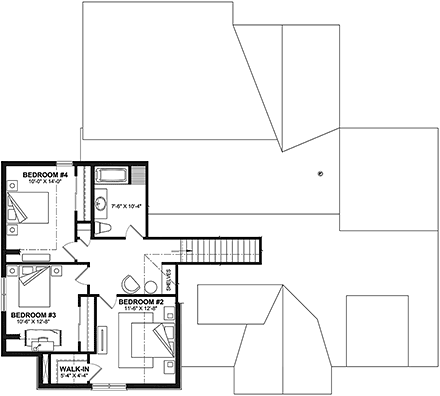 Country, Craftsman, Farmhouse, French Country, Ranch House Plan 81840 with 5 Beds, 4 Baths, 2 Car Garage Second Level Plan