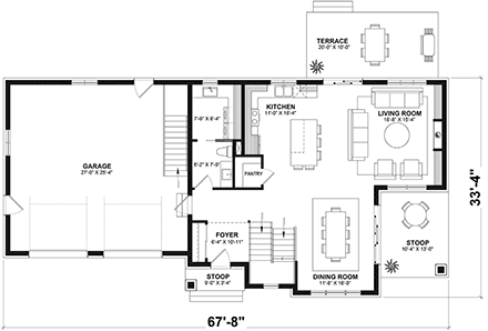 Craftsman, New American, Traditional House Plan 81843 with 4 Beds, 4 Baths, 2 Car Garage First Level Plan
