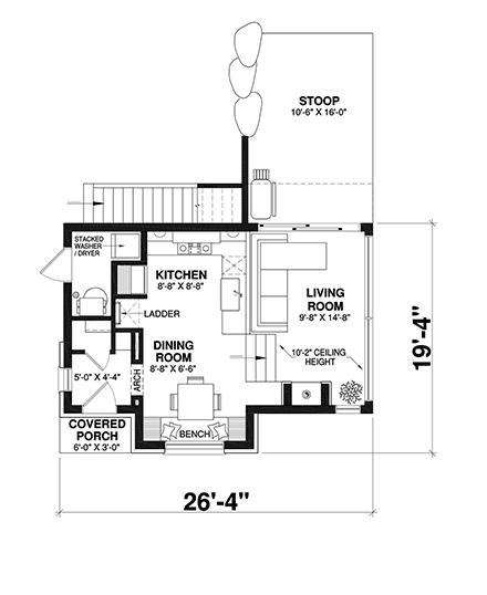 Cabin, Cottage, Craftsman, European, French Country House Plan 81844 with 2 Beds, 1 Baths First Level Plan