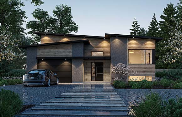 Contemporary, Modern House Plan 81852 with 4 Beds, 2 Baths, 1 Car Garage Elevation