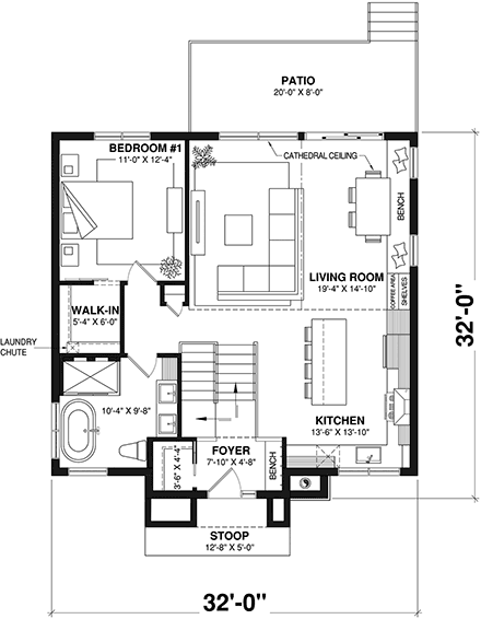 Country, Farmhouse House Plan 81853 with 3 Beds, 2 Baths First Level Plan