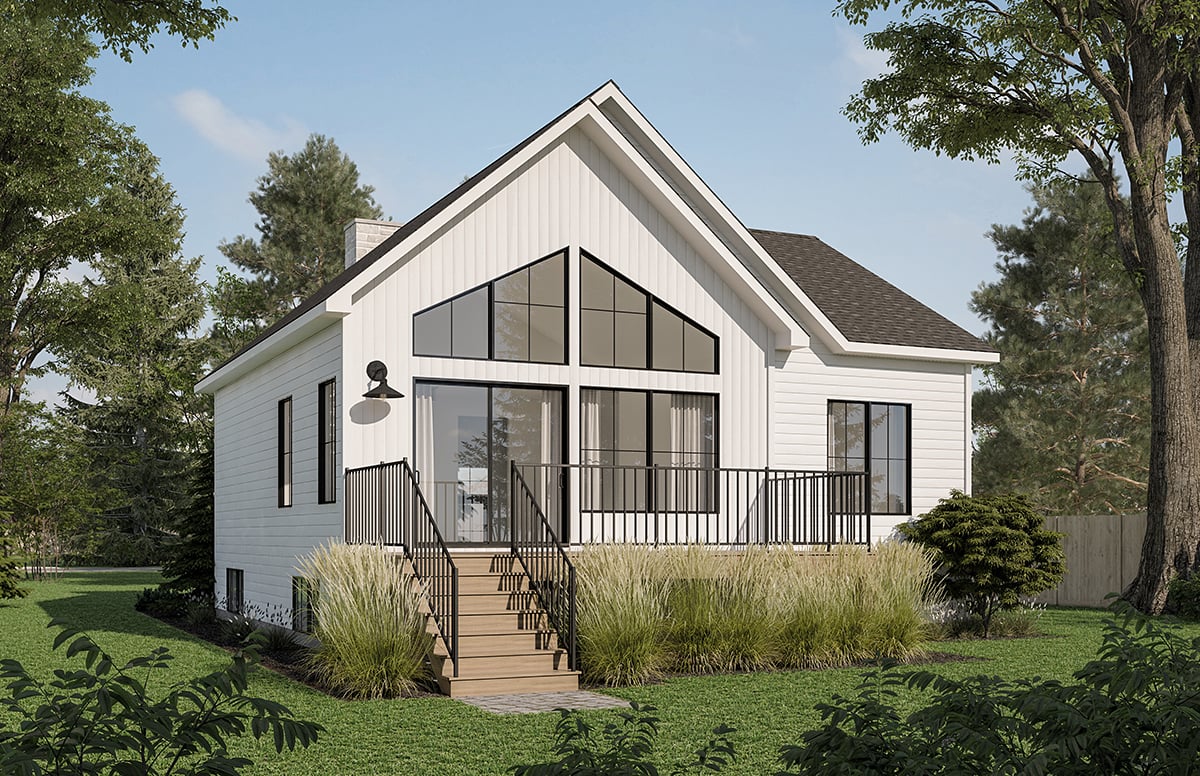 Country, Farmhouse Plan with 1970 Sq. Ft., 3 Bedrooms, 2 Bathrooms Rear Elevation