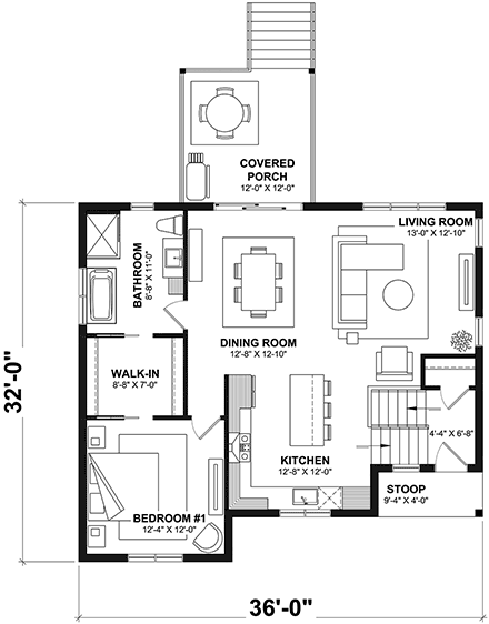 Contemporary, Farmhouse, Ranch House Plan 81858 with 4 Beds, 2 Baths First Level Plan