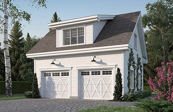 Cabin, Cape Cod, Cottage, Farmhouse, French Country 2 Car Garage Plan 81859 Elevation