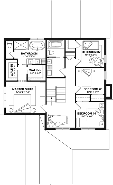 Country, Craftsman, Farmhouse House Plan 81861 with 5 Beds, 4 Baths, 1 Car Garage Second Level Plan
