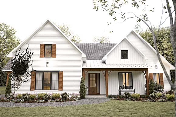 Farmhouse, French Country, Ranch House Plan 81863 with 4 Beds, 3 Baths, 1 Car Garage Elevation