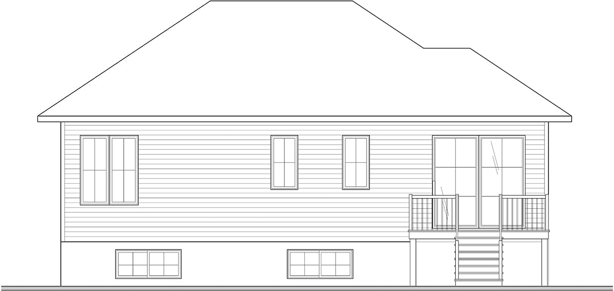 Contemporary, Cottage, Country, Craftsman, Farmhouse Plan with 2408 Sq. Ft., 4 Bedrooms, 2 Bathrooms Rear Elevation