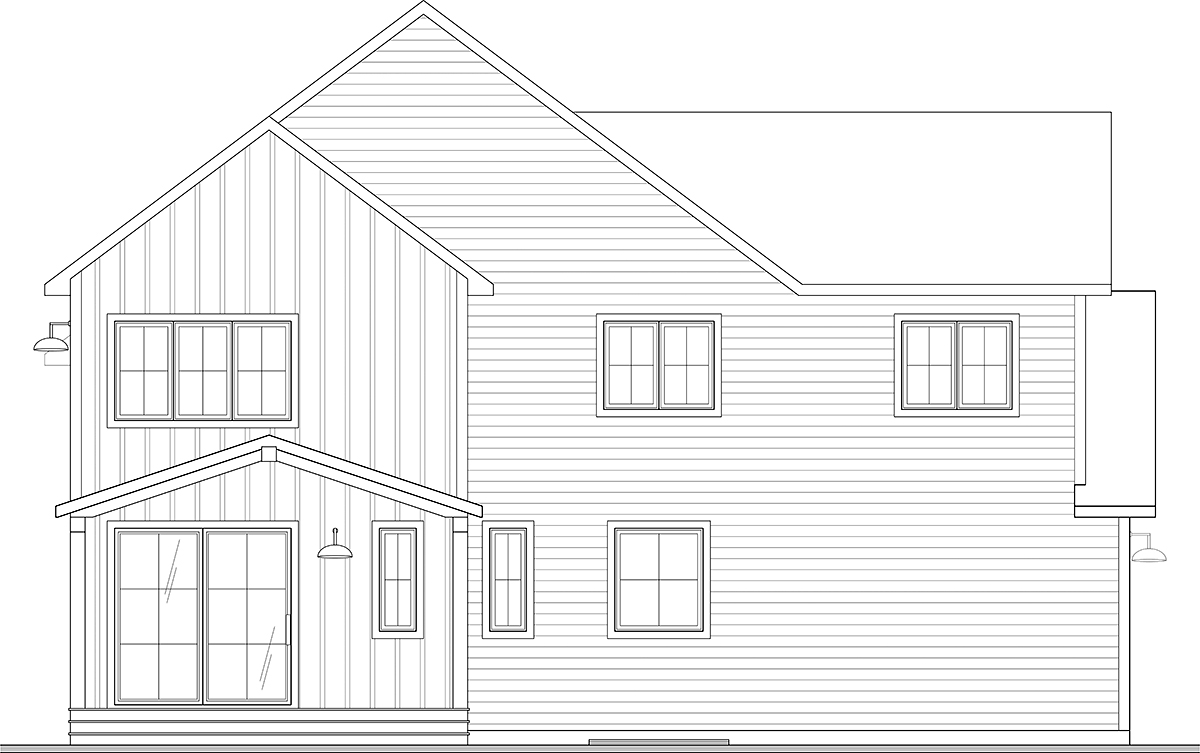 Country, Farmhouse Plan with 2775 Sq. Ft., 5 Bedrooms, 3 Bathrooms, 1 Car Garage Rear Elevation