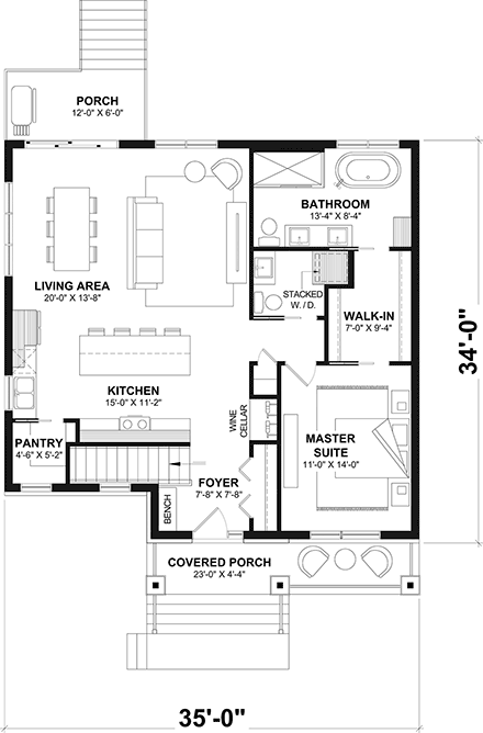 Contemporary, Modern House Plan 81871 with 3 Beds, 3 Baths First Level Plan