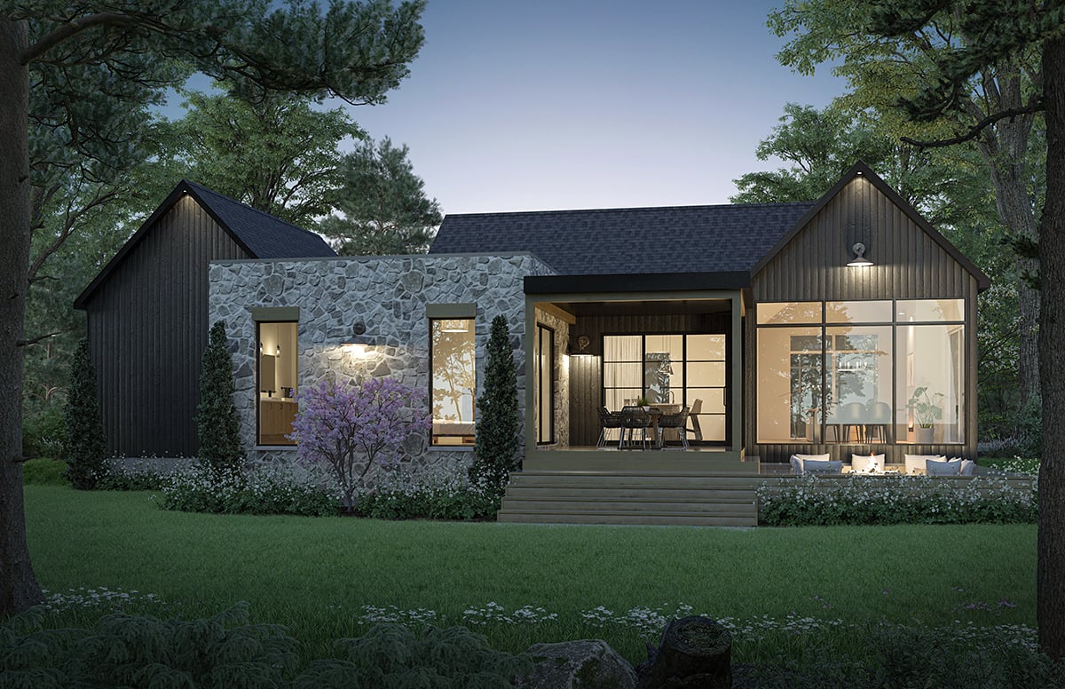 Contemporary, Modern Plan with 3122 Sq. Ft., 4 Bedrooms, 3 Bathrooms, 1 Car Garage Rear Elevation