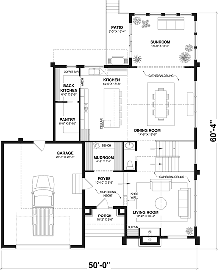 Contemporary House Plan 81873 with 3 Beds, 3 Baths, 1 Car Garage First Level Plan