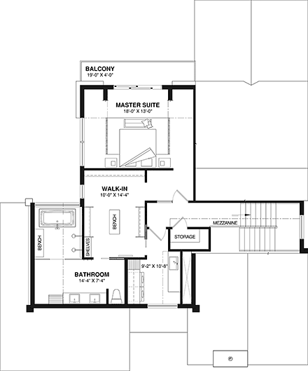 Contemporary House Plan 81873 with 3 Beds, 3 Baths, 1 Car Garage Second Level Plan