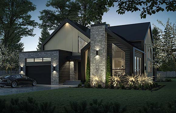 Contemporary House Plan 81873 with 3 Beds, 3 Baths, 1 Car Garage Elevation