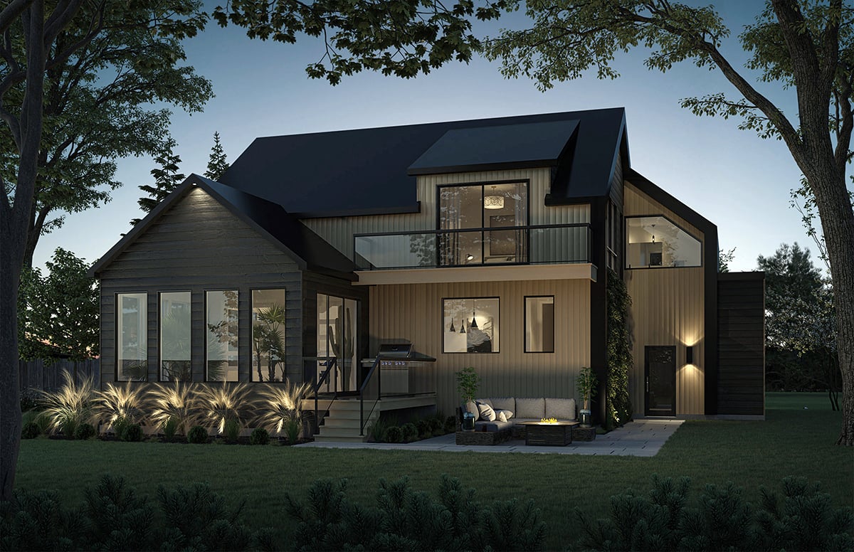 Contemporary Plan with 4207 Sq. Ft., 3 Bedrooms, 3 Bathrooms, 1 Car Garage Rear Elevation