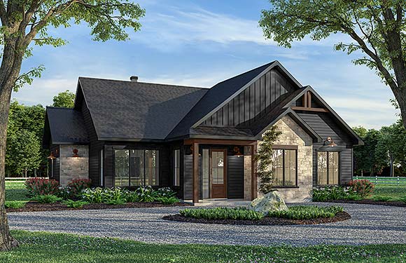 Contemporary, Country, Craftsman, Ranch House Plan 81874 with 4 Beds, 2 Baths Elevation