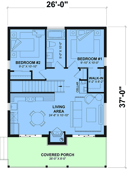 Cabin, Coastal, Contemporary, Cottage, Craftsman House Plan 81884 with 3 Beds, 2 Baths First Level Plan