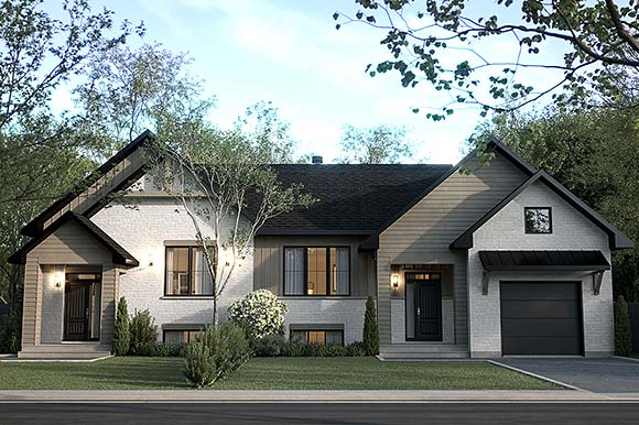 Contemporary, Country, Craftsman, European, Tudor Multi-Family Plan 81886 with 6 Beds, 4 Baths, 1 Car Garage Elevation