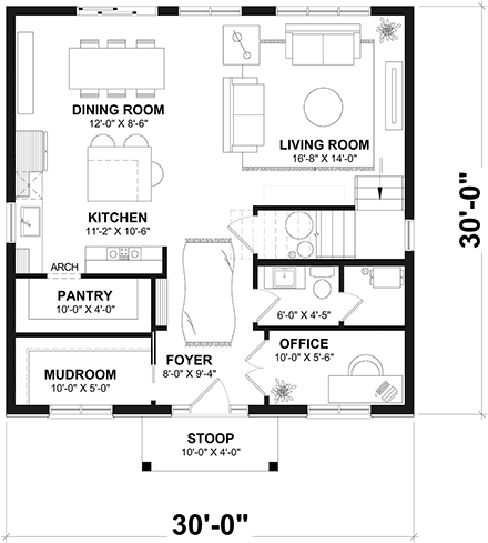 Contemporary, Craftsman, New American, Prairie House Plan 81887 with 3 Beds, 2 Baths First Level Plan