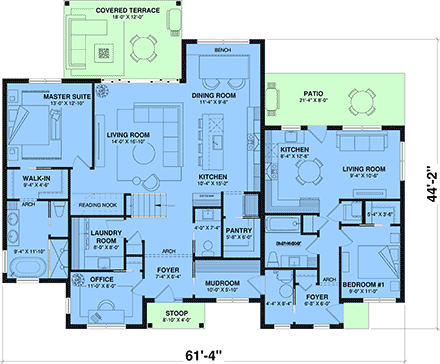 Contemporary, Country, Farmhouse, New American House Plan 81890 with 4 Beds, 4 Baths First Level Plan