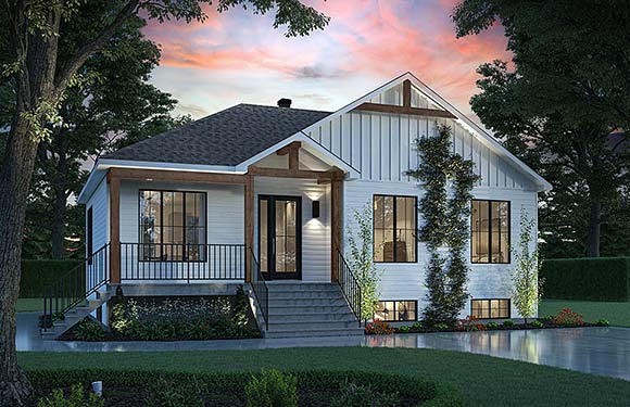 Bungalow, Contemporary, Country, Farmhouse House Plan 81893 with 3 Beds, 1 Baths Elevation