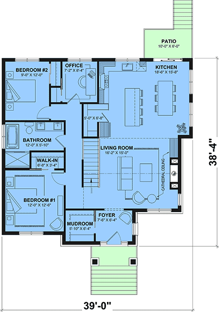 Contemporary, Craftsman, Farmhouse House Plan 81895 with 2 Beds, 1 Baths First Level Plan