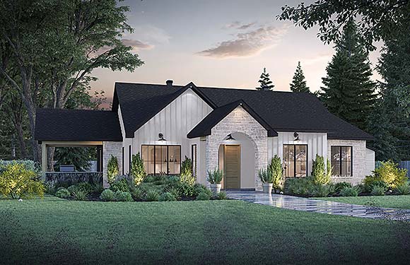 Contemporary, Country, Craftsman, Farmhouse, New American, Ranch House Plan 81896 with 3 Beds, 2 Baths Elevation