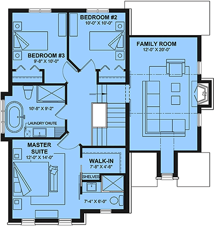 Country, French Country, New American, Traditional House Plan 81897 with 3 Beds, 3 Baths, 1 Car Garage Second Level Plan