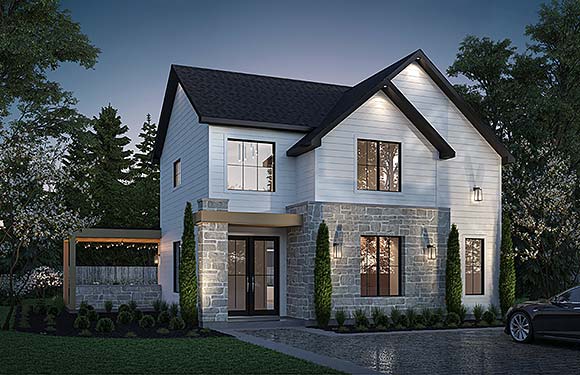 Contemporary, Farmhouse, French Country, Modern House Plan 81899 with 3 Beds, 2 Baths Elevation