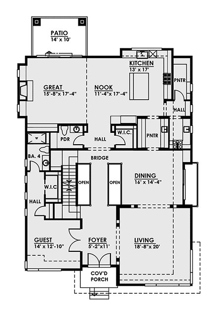 Contemporary, Modern House Plan 81900 with 5 Beds, 5 Baths, 2 Car Garage First Level Plan