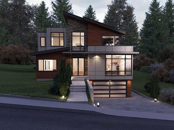 Contemporary, Modern House Plan 81900 with 5 Beds, 5 Baths, 2 Car Garage Elevation