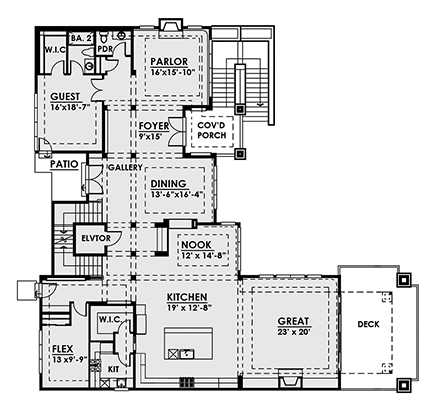 Contemporary, Modern House Plan 81902 with 5 Beds, 6 Baths, 3 Car Garage First Level Plan