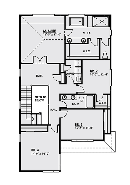 Modern House Plan 81904 with 4 Beds, 3 Baths, 2 Car Garage Second Level Plan