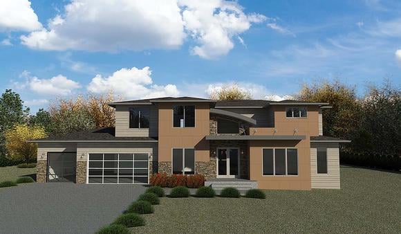 Contemporary, Modern House Plan 81905 with 5 Beds, 4 Baths, 3 Car Garage Elevation