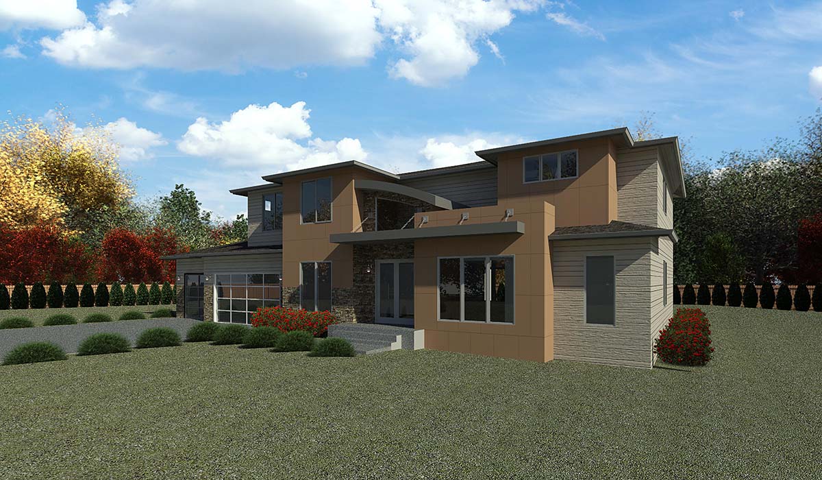 Contemporary, Modern Plan with 4072 Sq. Ft., 5 Bedrooms, 4 Bathrooms, 3 Car Garage Picture 2