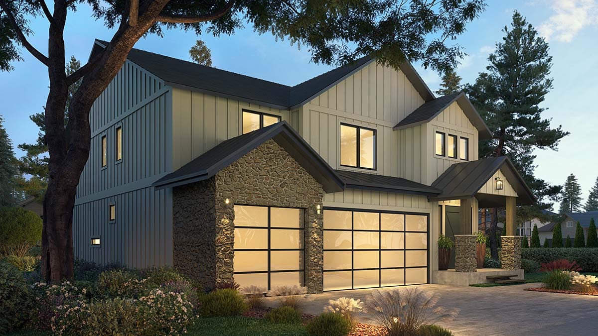 Craftsman, Farmhouse Plan with 2641 Sq. Ft., 4 Bedrooms, 3 Bathrooms, 3 Car Garage Picture 3