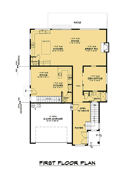 Contemporary, Modern House Plan 81908 with 5 Beds, 4 Baths, 2 Car Garage First Level Plan