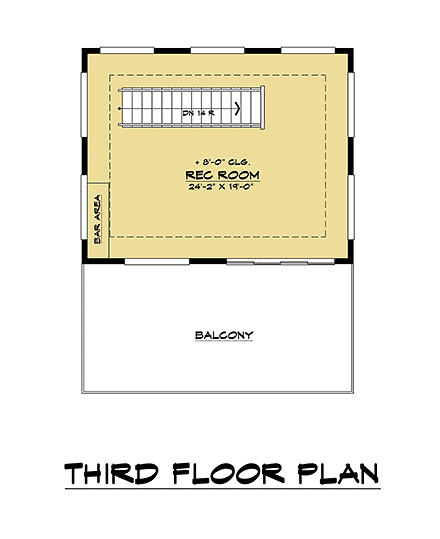 Contemporary, Modern House Plan 81908 with 5 Beds, 4 Baths, 2 Car Garage Third Level Plan