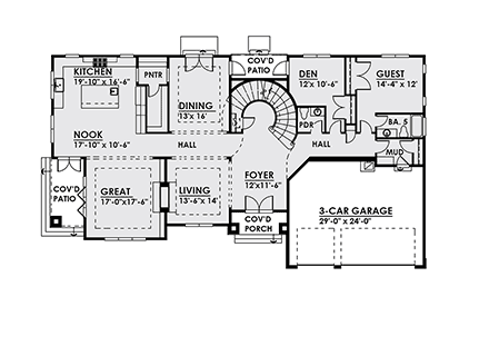 Contemporary, Modern, Prairie House Plan 81909 with 4 Beds, 6 Baths, 3 Car Garage First Level Plan