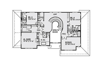 Contemporary, Modern, Prairie House Plan 81909 with 4 Beds, 6 Baths, 3 Car Garage Second Level Plan