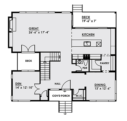 Modern House Plan 81914 with 4 Beds, 4 Baths, 2 Car Garage First Level Plan