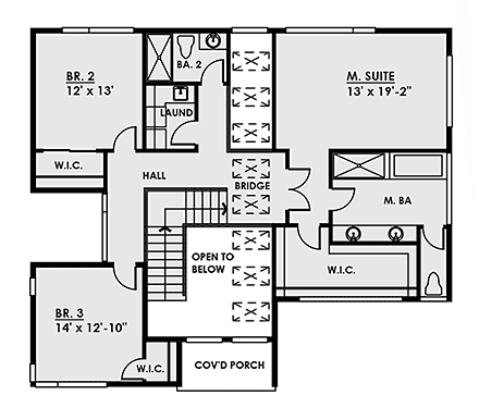 Modern House Plan 81914 with 4 Beds, 4 Baths, 2 Car Garage Second Level Plan