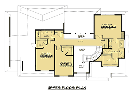 Contemporary, Modern House Plan 81917 with 4 Beds, 4 Baths, 2 Car Garage Second Level Plan