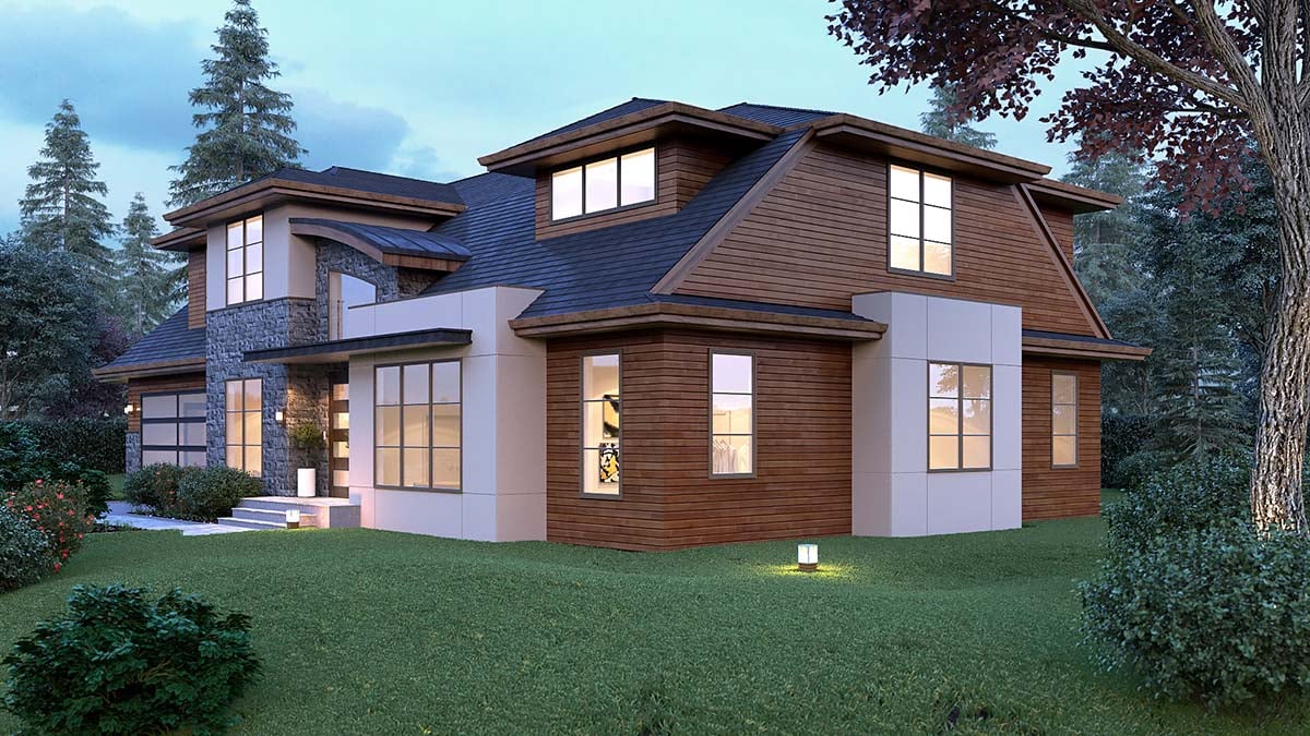Contemporary, Modern Plan with 3809 Sq. Ft., 4 Bedrooms, 4 Bathrooms, 2 Car Garage Picture 2