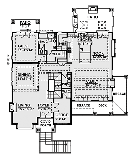Contemporary, Craftsman, Log House Plan 81918 with 5 Beds, 6 Baths, 3 Car Garage First Level Plan