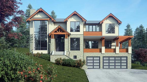 Contemporary, Craftsman, Log House Plan 81918 with 5 Beds, 6 Baths, 3 Car Garage Elevation